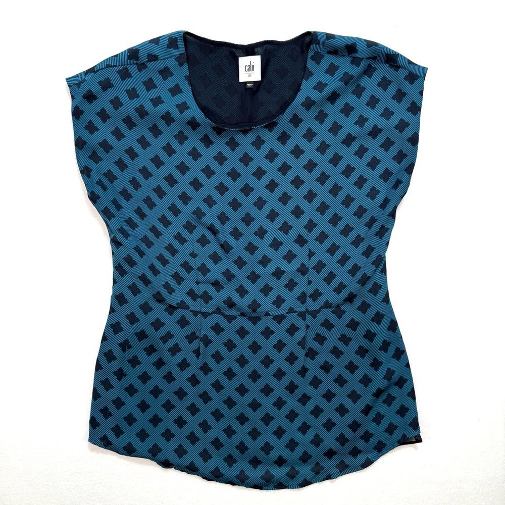 Cabi Womens Foulard Blouse Lined Peplum Tank Top Size XS Extra Small Split Shirt - Picture 2 of 6